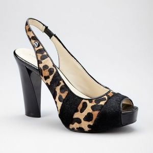Calvin Klein Gracie Leopard, Peep-to Platform Heel
